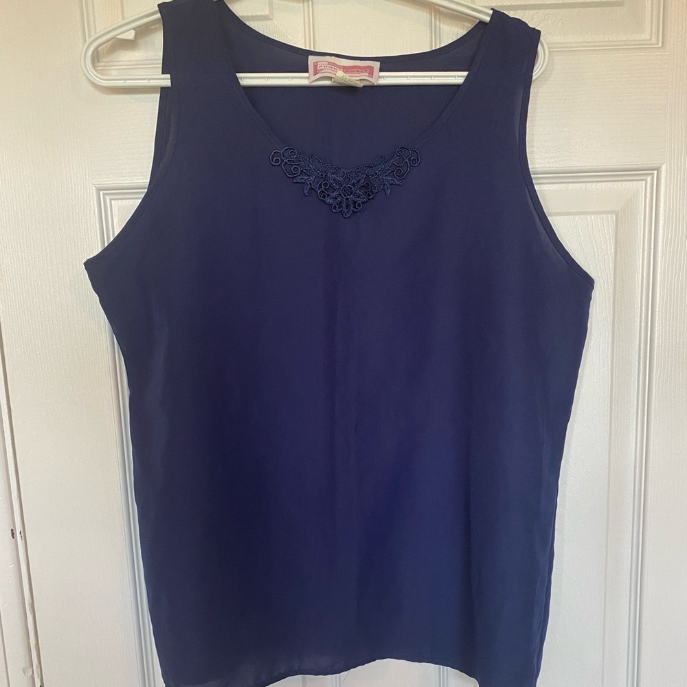 Blue Tank Top with Rounded Neckline